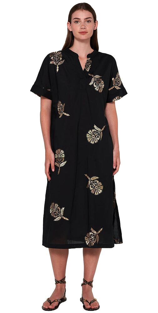 Dlouhé elegantní šaty Vamp s krátkými rukávy 20457 černé