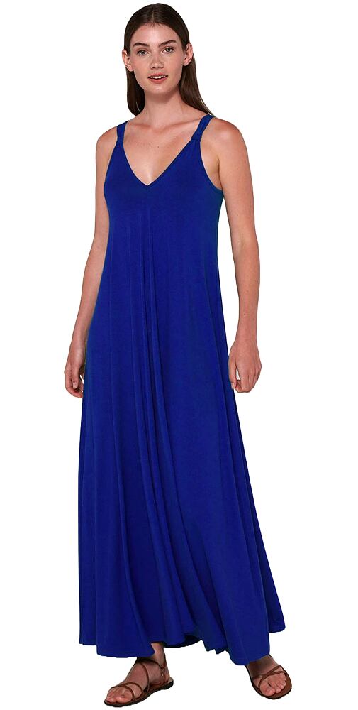 Dlouhé jednoduché šaty Vamp 20509 modré