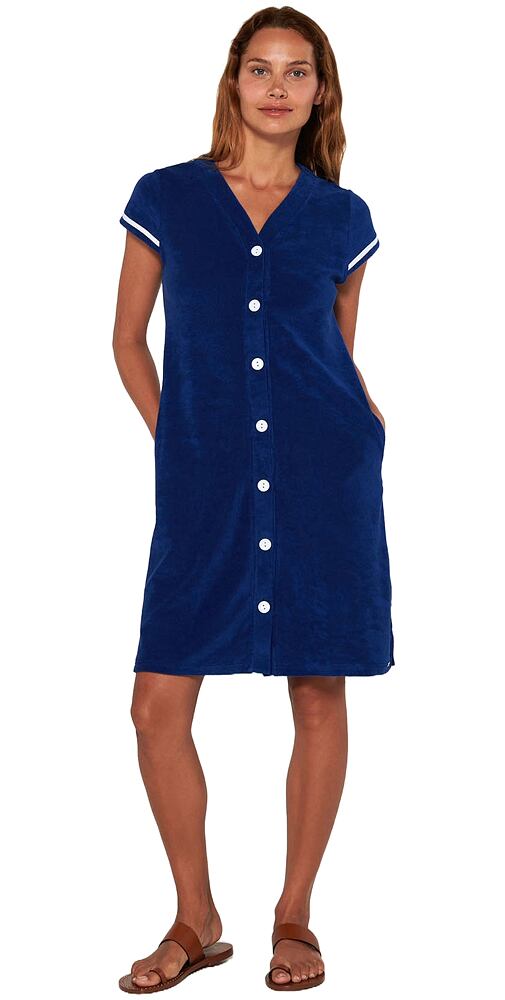 Jednobarevné froté šaty Vamp 20553 modré