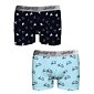 Bavlněné boxerky pro muže John Frank JF2BEF32 navy - světle modré 2 pack